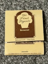 Vintage Matchbook The Proud Popover Restaurant USED POOR Boston Toronto Chicago