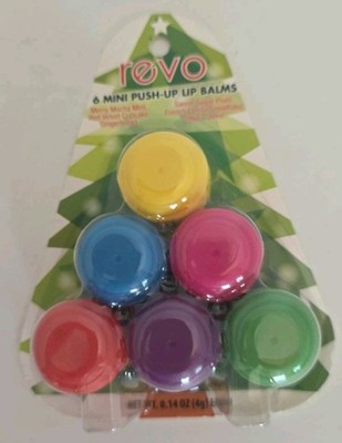 6 Revo Mini Push-Up Lip Balms 2017 Christmas Tree Gift Pack .14 Oz 4g Each NEW