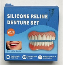 Silicone Reline Denture Set Upper Lower Moldable Temp Veneers DIY Smile