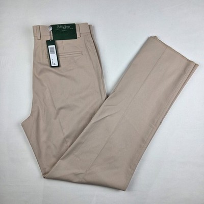 Bobby Jones Players Pants Mens 34 Cotton Tencel Blend Khaki Unfinished Hem