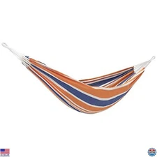 Vivere Double Cotton Hammock - Orange Punch, Durable Polyester, 450 lbs Support