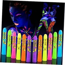 12 Pcs Glow in The Dark Face Body Paint, UV Black Light Glow Makeup Kit for