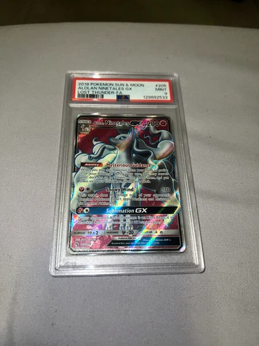 2018 Pokemon Sun & Moon Lost Thunder Alolan Ninetales GX Full Art 205 PSA 9 MINT