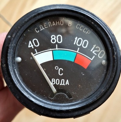 Kühlwassertemperaturanzeige ВОДА СССР  kompl. mit Fühler - gebr. funktionsfähig 