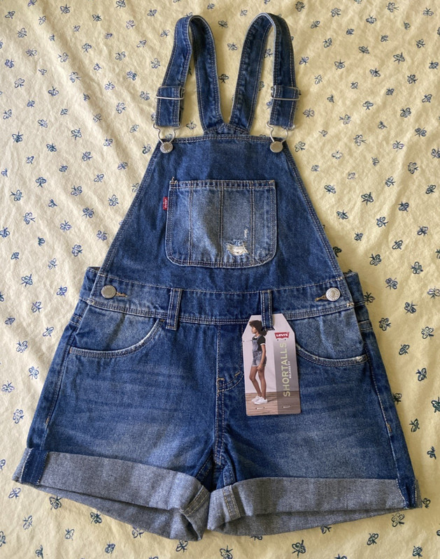 NEW Girl's Levi's Shortalls Size 8 Adjustable Straps Relaxed Fit