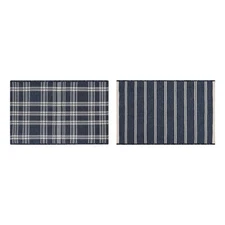   Navy-Blue Plaid & Stripes Reversible Indoor/Outdoor Scatter Rug, 2' x 3'