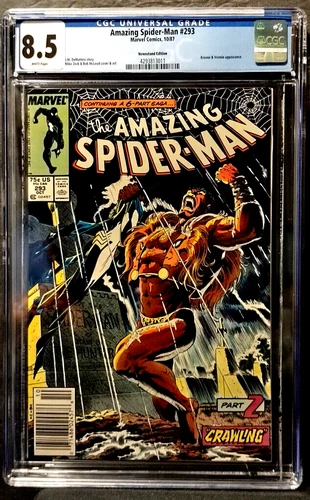 Amazing Spider-Man 293  Newsstand Edition  CGC  8.5  VF+   White Pages /