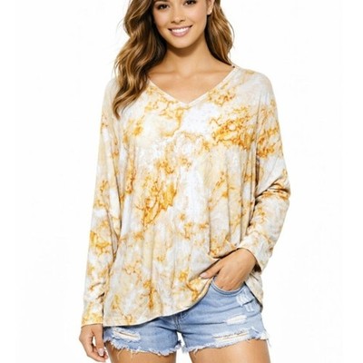 Susan Graver Printed Cool Touch Knit Tunic Top Women's Size 4X Mango Tie Dye 