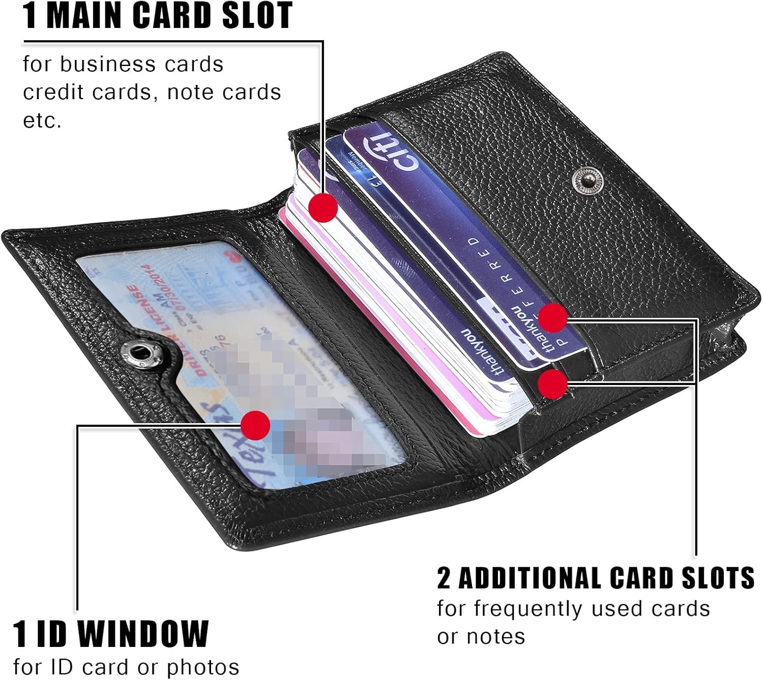 Genuine Leather Business Card Holder Name Card Case Credit Card Wallet with I...