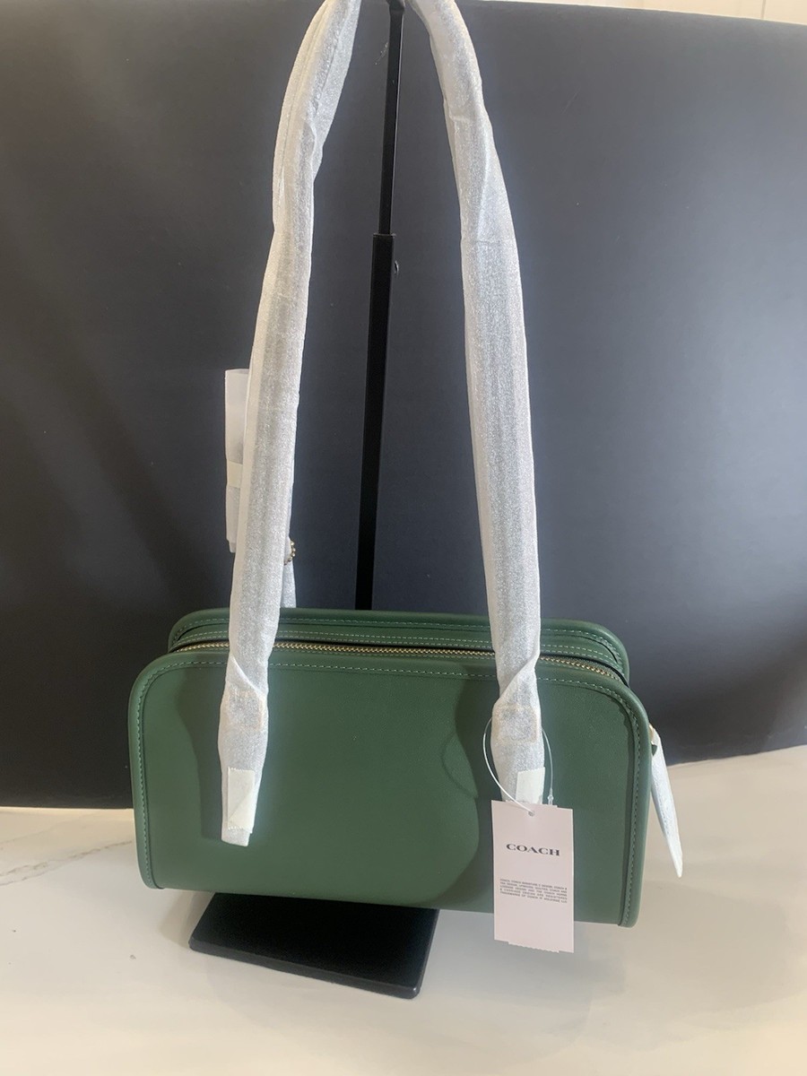 NEW Coach Swing Zip Bag Glovetanned Leather, Brass Hunter Green | eBay