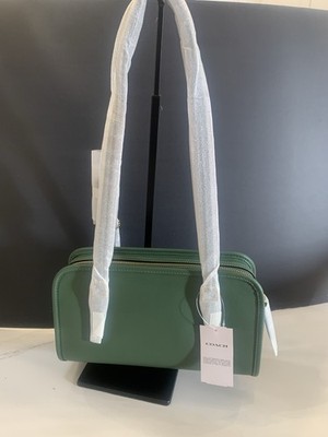 NEW Coach Swing Zip Bag Glovetanned Leather, Brass Hunter Green | eBay