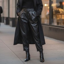 A New Day Faux Leather Pleated Tailored Trouser Pants Size 12 Cropped Tapered