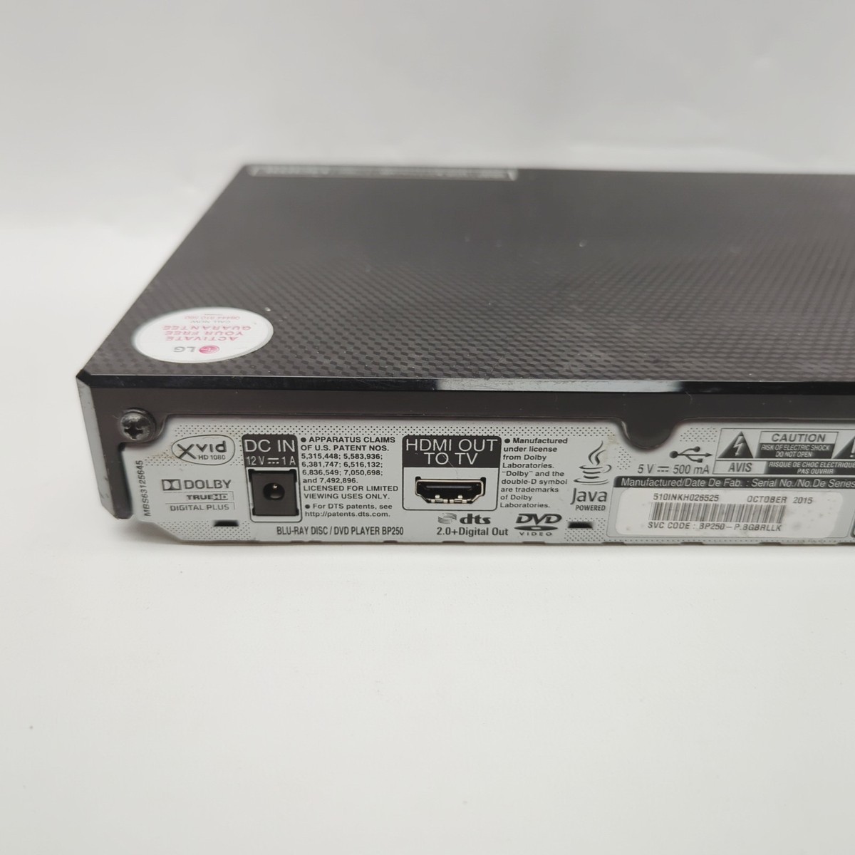 LG BP250 Compact Black Blu-ray DVD Player HDMI With Remote Tested
