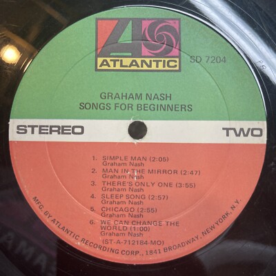 Graham Nash SONGS FOR BEGINNERS Original 1971 VINYL Record