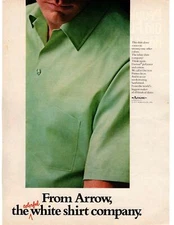1968 Arrow Green Dacron Polyester Decton Perma-Iron Short Sleeve Shirt Print Ad