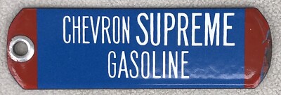 Chevron Supreme Unleaded Gasoline Porcelain Gas Pump Oil Tag