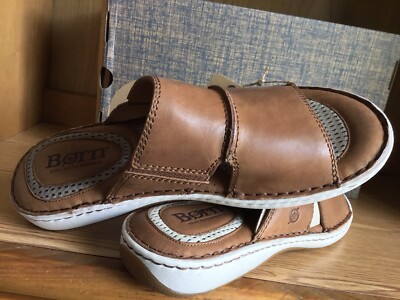 Born Flores Leather Sandal Slides Men Brown Size 12 EU 46  display picture 1