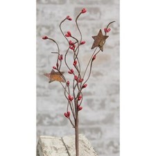Red Pip Berries Rusty Star 12" Pick Lot/3 Primitive Floral Crafts Country CWI