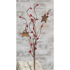 Red Pip Berries Rusty Star 12" Pick Lot/3 Primitive Floral Crafts Country CWI
