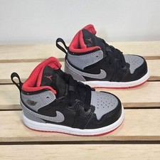 Air Jordan 1 Mid TD Baby 4C Black/Cement Grey-Fire Red-White DQ8425-006