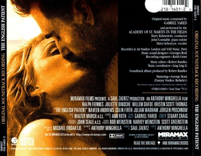 GABRIEL YARED - THE ENGLISH PATIENT NEW CD