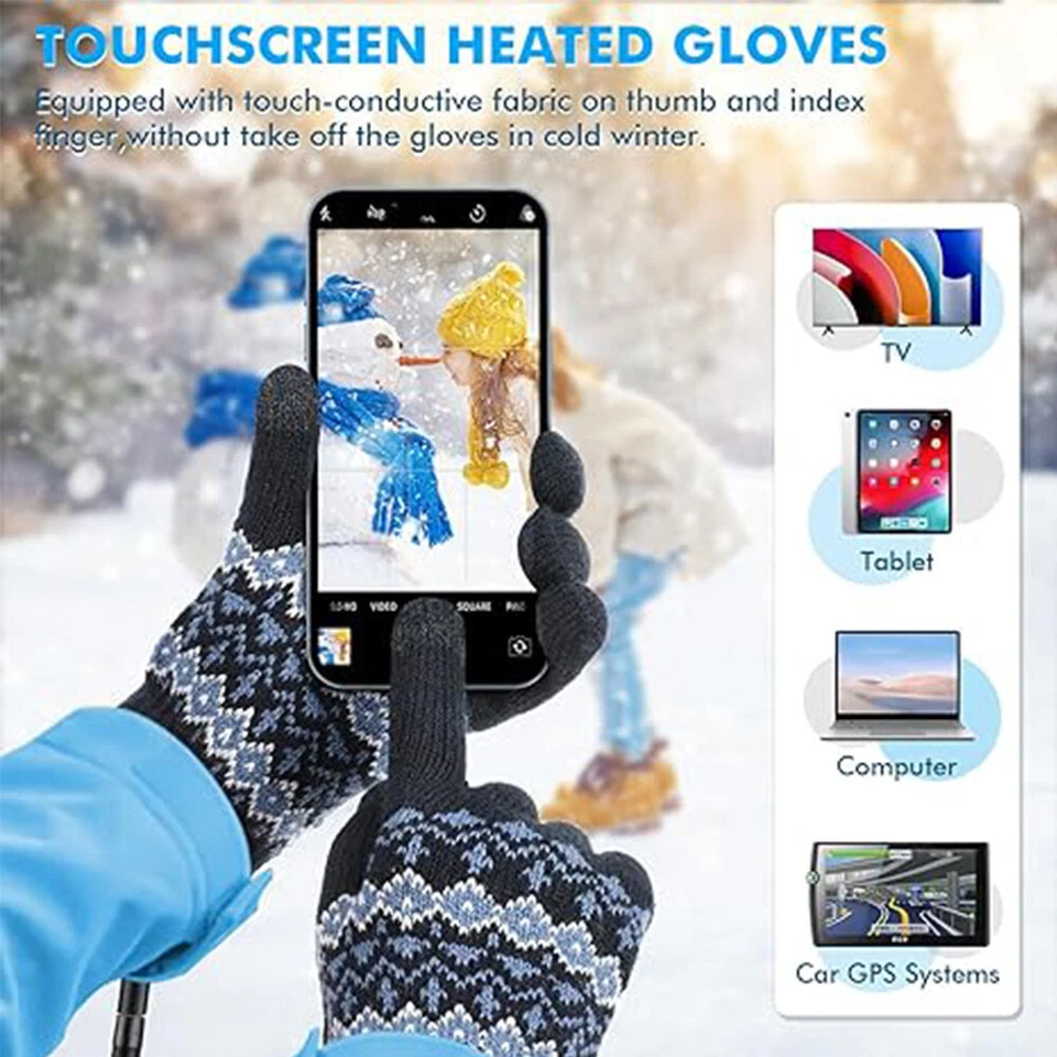 Guantes térmicos con pantalla táctil para invierno al aire libre a prueba de viento con USB recargables Foto 4 de 4