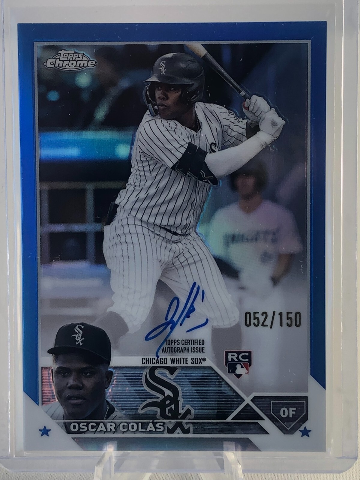 2023 Topps Chrome Oscar Colas Rookie Autographs Blue Refractor /150