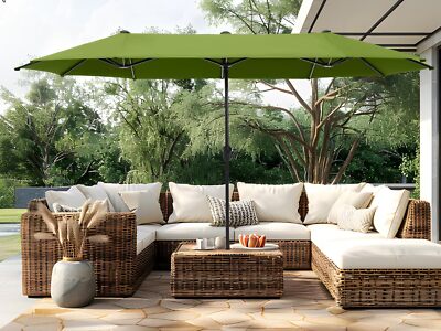 PHI VILLA 13ft Large Patio Umbrellas, Double-Sided Outdoor  Rectangle Lime Green