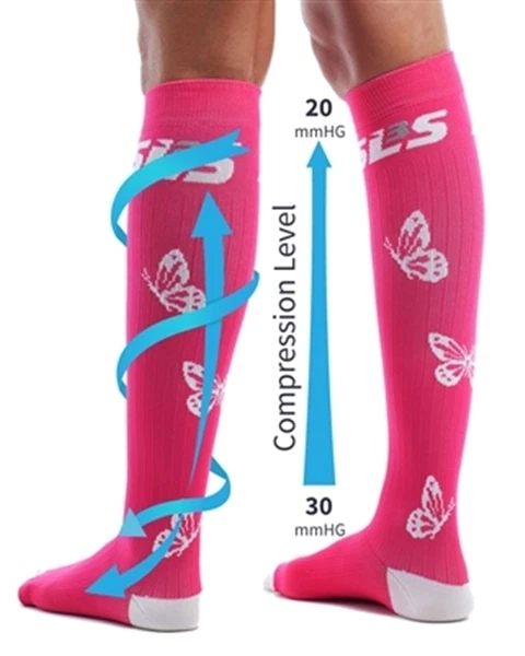 SLS3 Butterfly Compression Socks - XS/S - 20-30mmHg - Shoe Size 6-8 - Blue - Image 2 of 2