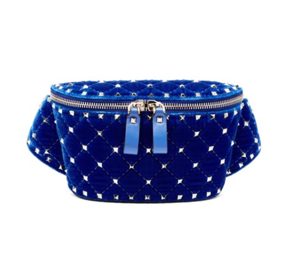 Valentino Rockstud Leather Belt Bag, Blue size 85 Fannypack Designer $1400