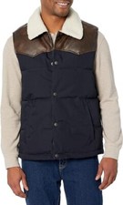 Levi's Men's Out West Mixed Media Puffer Vest Navy X-Large LM2RP372