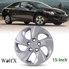 1PC 15-Inch Bolt-On Silver Wheel Cover Replacement for 2013-2015 Honda Civic R15