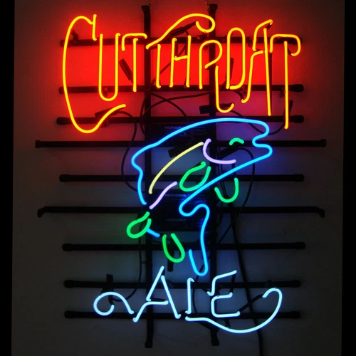 Fish Cutthroat Ale Beer Glass Neon Sign Light Vintage Style  Cave Decor 20"x24"