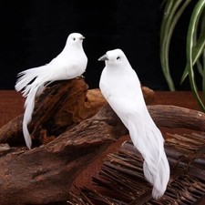 4pcs White Birds Artificial Foam Feather Doves Craft Birds Mini Decor