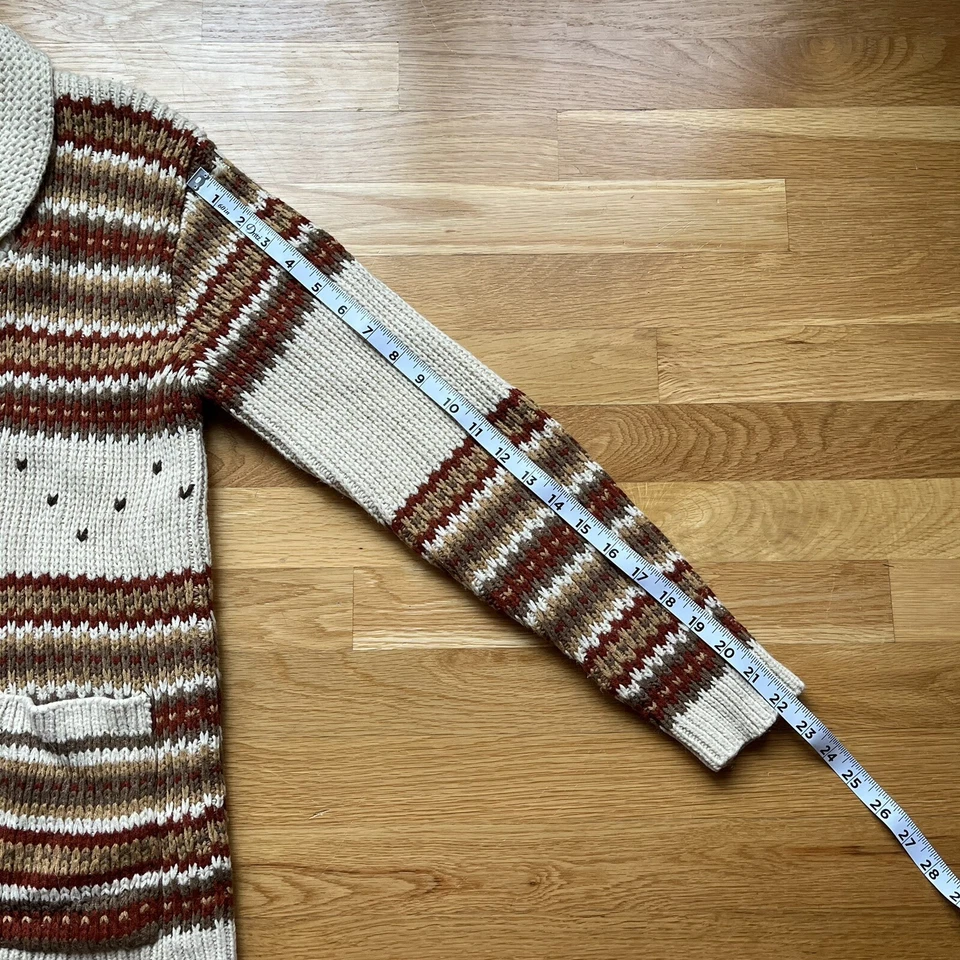 Cárdigan grueso suéter vintage Miller Outerwear Western Cowichan a rayas M Foto 4 de 4