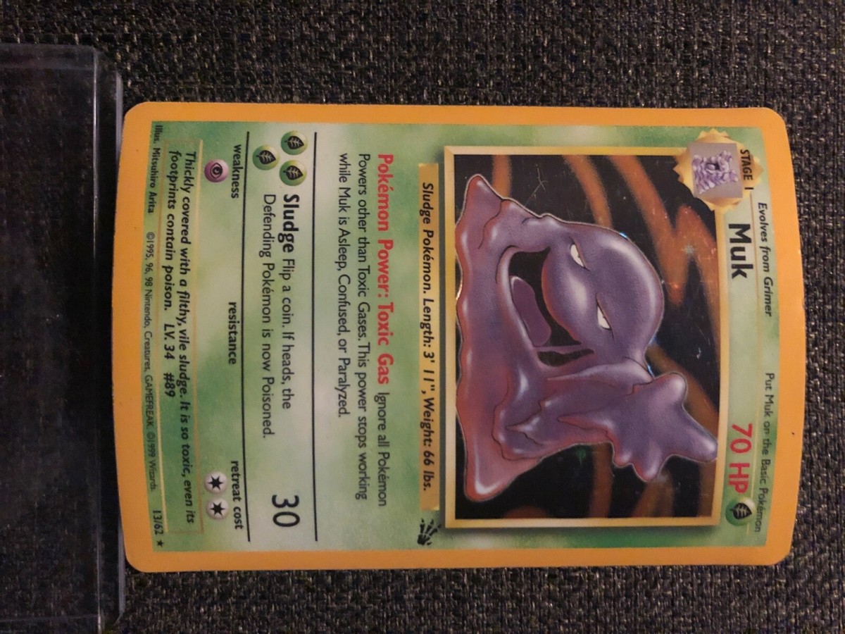 holographic muk pokemon card ex (96/97) Holo The Defending Pokemon is now Poisoned Pokemon Fossil Holo Rare Muk