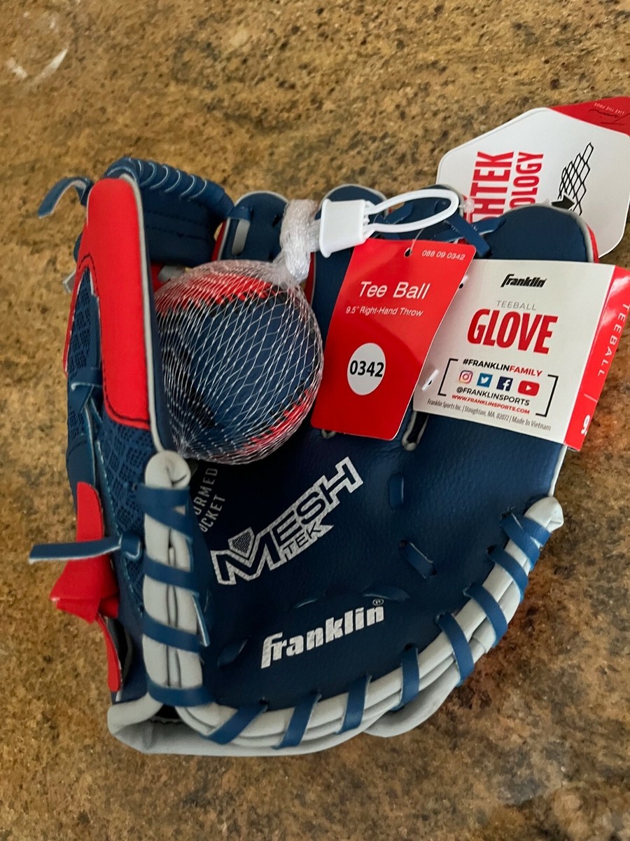 Franklin Mesh Tek Red White Blue Youth Tee Ball Baseball Glove Ball  NEW