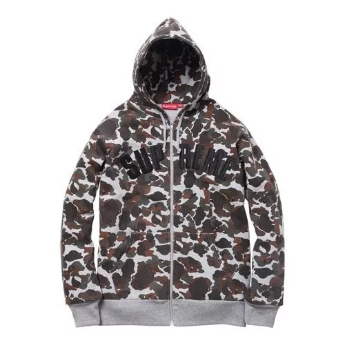 SUPREME ARC LOGO THERMAL LINED HOODED SWEATSHIRT CAMO HOODIE HEATHER GREY  box