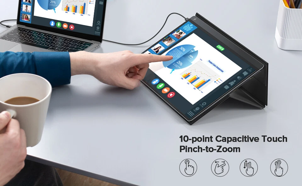 Portable Monitor Touchscreen UPERFECT 15.6"1920*1080 Monitor Screen w/ Battery - Image 3 of 4