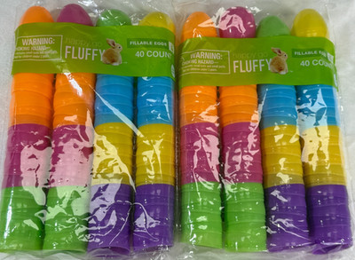 Happy Go Fluffy Fillable Easter Eggs Bright Colors 40 Count (2 Pack Lot)