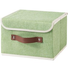 Collapsible Storage Boxes Baskets with Lid Cotton Linen Fabric Storage Bins w...