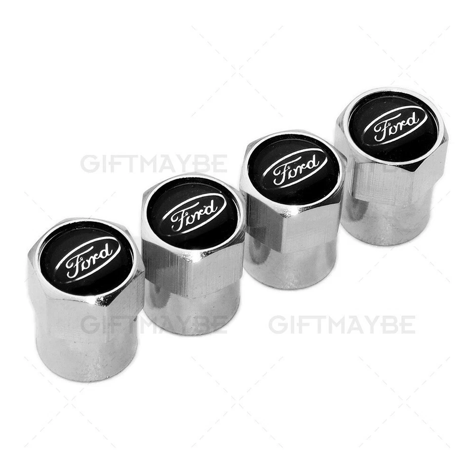 Compatible with Ford 4Pcs Tire Valve Stem Caps Silver Anodized Aluminum Set - Image 2 of 4