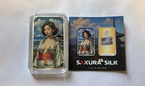 Bullion Baddies 1 Oz .999 Silver Bar (Sakura Silk) Limited to 480!