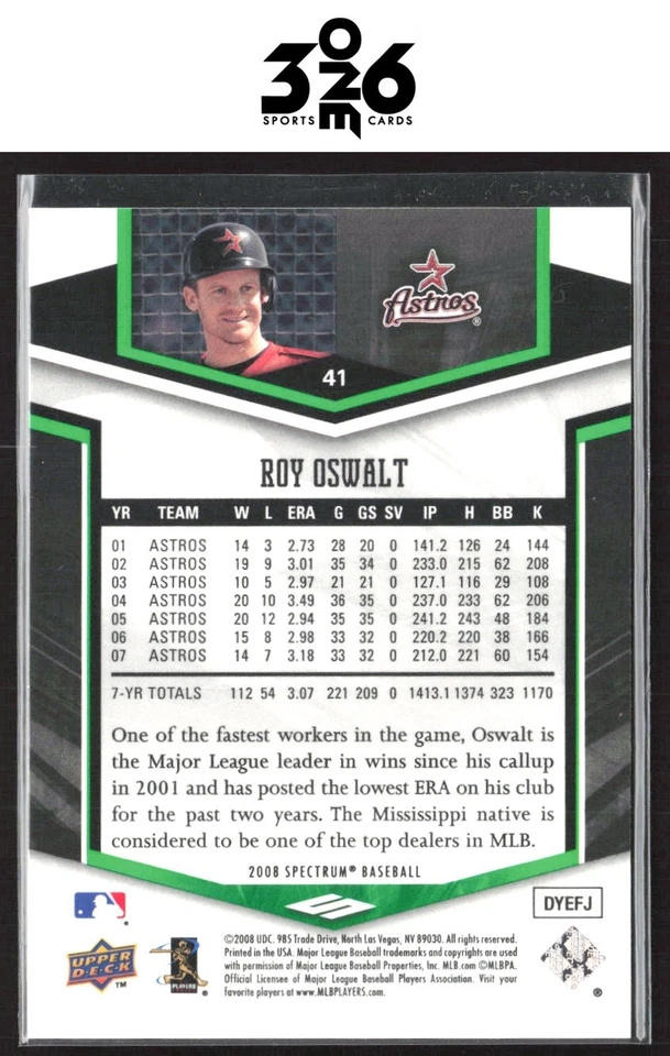 Roy Oswalt 2008 Upper Deck Spectrum Green #41 #/199 - Image 2 of 2