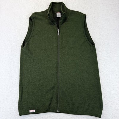 Woolpower Sweater Vest Mens 400g XL Green Full Zip Merino Wool Made In Sweden