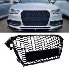 For Audi A4 B8.5 S4 RS4 2013-2016 Honeycomb Mesh Front Bumper Grille Gloss Black