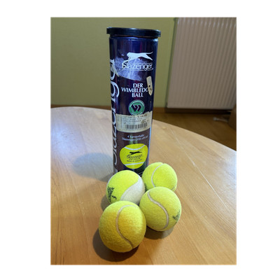 Slazenger Der Wimbledon Ball Dose 4 Turnierbälle & Pro Kennex 3 Gelb Weiß