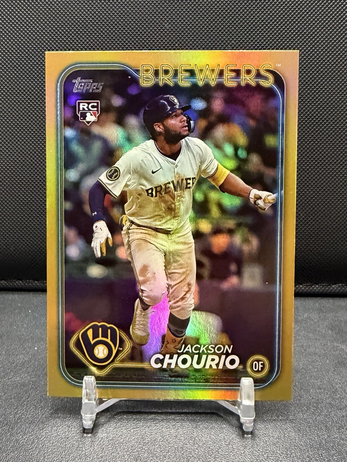2024 Topps Update Series - Jackson Chourio #US240 Gold Rainbow Foil Rookie!