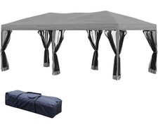 Outsunny 3 x 6 m Pop Up Gazebo with Mesh Sidewalls and Storage Bag,Patio - Grey