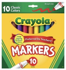 Crayola 10-Pack Broad Line Markers Classic Color Back To School Teacher Special